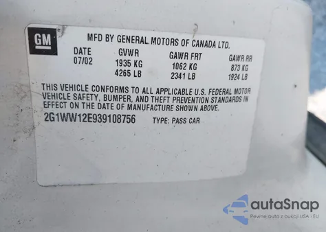 2003 Chevrolet Monte Carlo Ls z USA, uszkodzony, nr VIN 2G1WW12E939108756